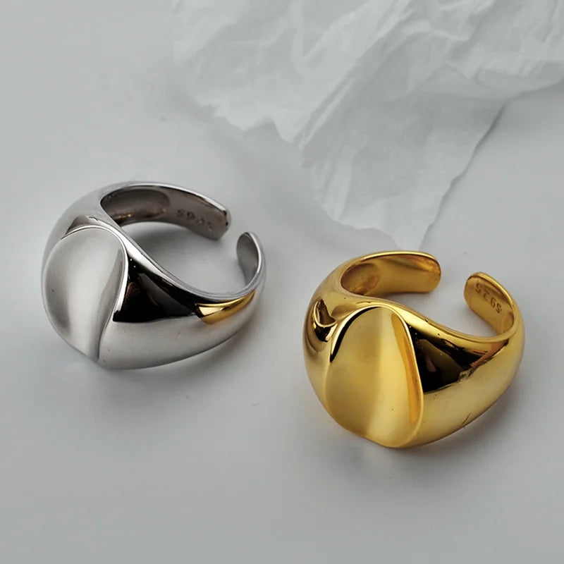 ICEBELA Jewelry Customization Funky 925 Sterling Silver Jewelry Gold Open Ring Heavy Metal Blank Engraved Women Ring