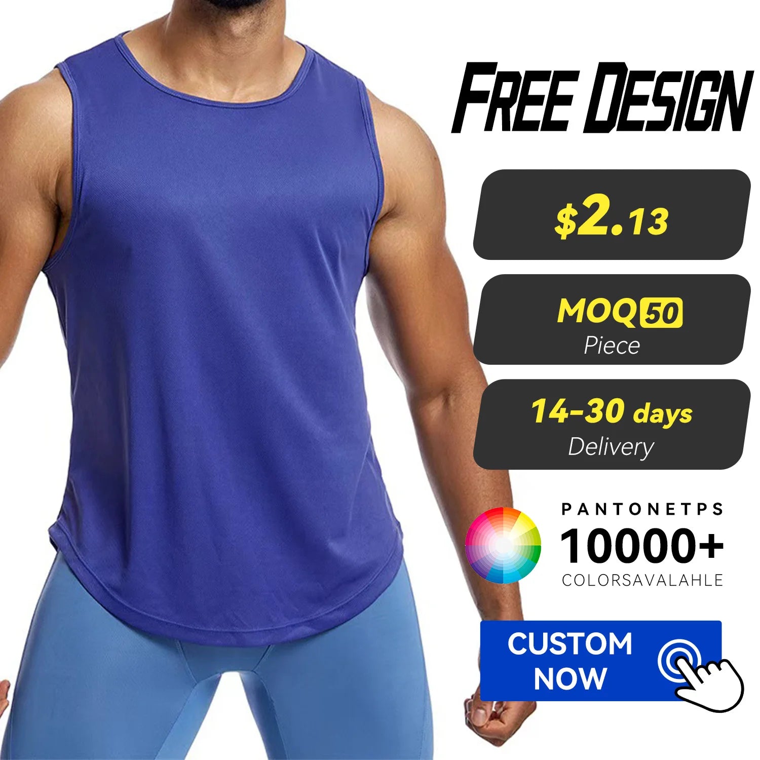 Wholesale Custom Men's Quick Drying Workout Tank Tops Breathable Running Sportswear Lightweight Loose Sports Fitness Vest