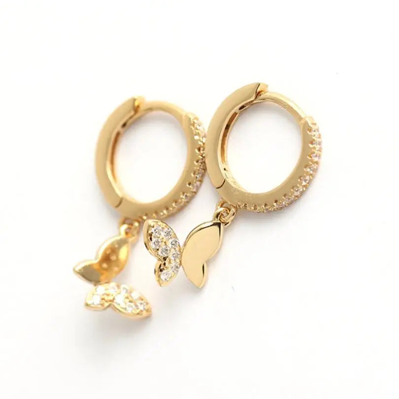 Wholesale CZ Paved butterfly Hoop Earrings 925 Sterling Silver Hoop Earring CZ Diamond butterfly Earrings MegaBDM
