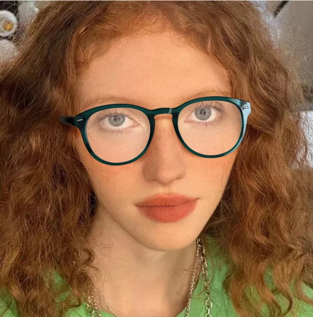 2026 Qsky Retro Women High Quality Round Elegant Transparent Lens Glasses Frame Novel Fashion Blue Light Blocking Ladies Glasses