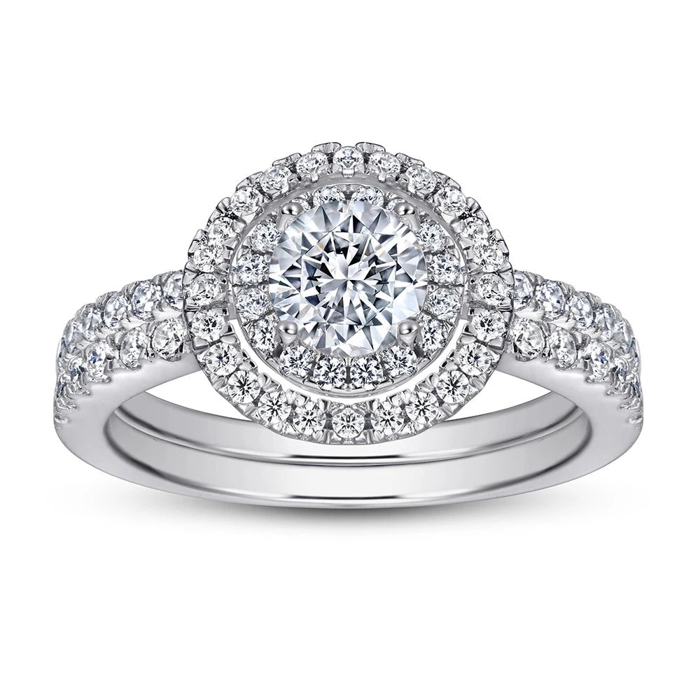 Custom Cubic Zirconia Sterling Silver Jewelry Couple Wedding Engagement Diamond Eternity Rings