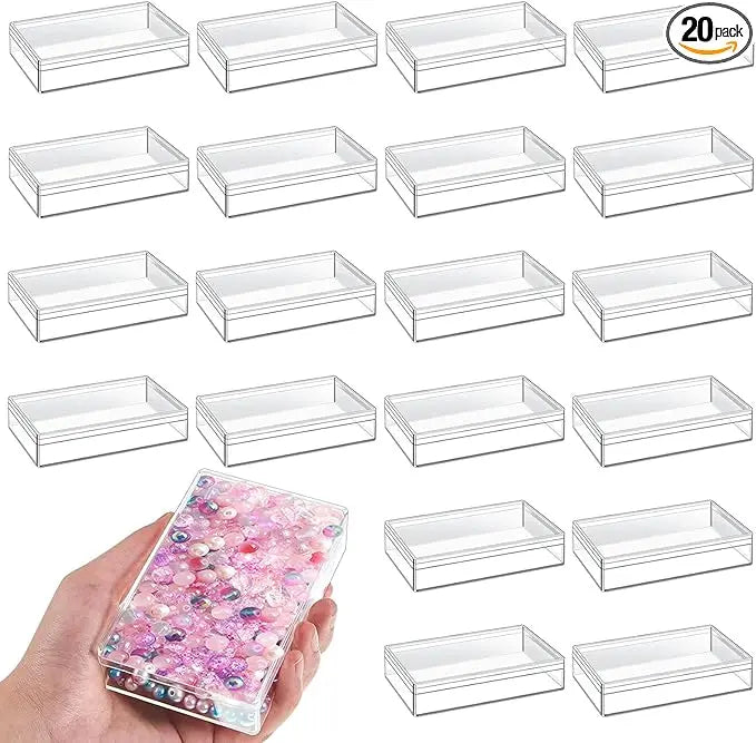 20pcs Clear Acrylic Storage Boxes 4.3 X 2.7 X 1 Inch Rectangular Mini Gift Boxes for Jewelry Coins Beads Organizer"