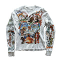 Geehu Custom Knitted Oversized Formal Cotton Heavy Long Sleeve T-Shirt for Men with Digital Print White