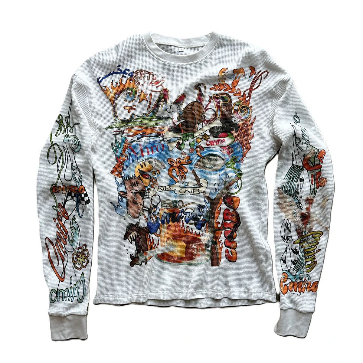Geehu Custom Knitted Oversized Formal Cotton Heavy Long Sleeve T-Shirt for Men with Digital Print White MegaBDM