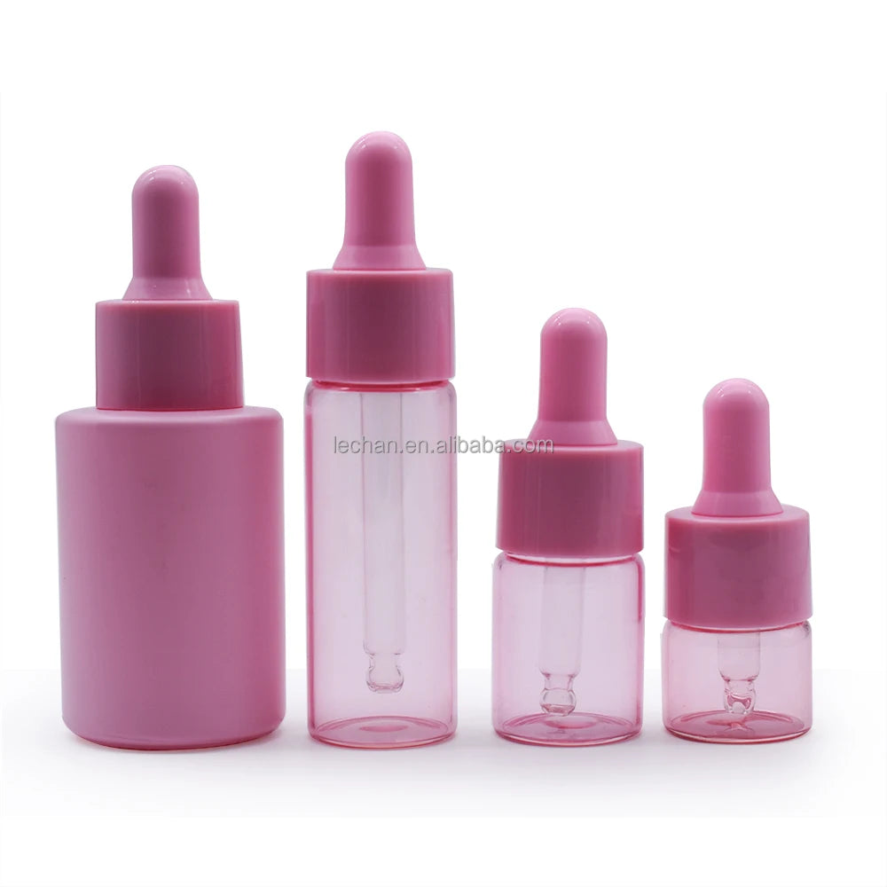 Empty Color Glass Essence Bottle for Cosmetic Use Screen Printed Surface for Handling