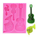 D-0190 Cello guitar  rune  orchestral instrument  silicone mold chocolate candy DIY Fondont cake decoration glue dropping