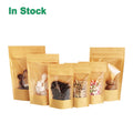 Large Window Kraft Paper Stand up Pouch Wholesale Recyclable Bworn Kraft Ziplock Packaging Bag