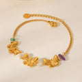 Minimalist 18K Gold Plated Butterfly Bracelet Gemstone Natural Stone Bracelet Stainless Steel Bracelets for Women