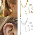 Gold Silver Clip-on Earrings Stud Earrings Leaves Ear Clips Set for Women