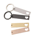 50*12mm Wholesale Custom logo Blank Stainless Steel Bar Engraved Keychain Couple Silver Rose Gold Dog Tag Qr Code Heart Keychain