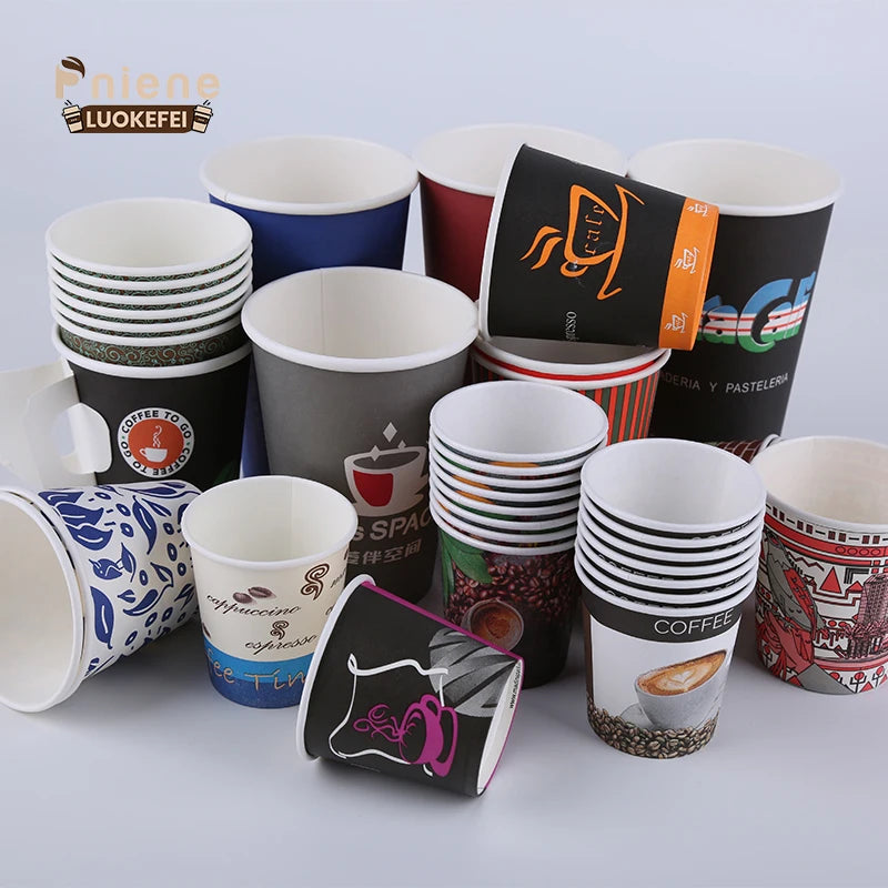 8oz/10oz/12oz/16oz Disposable Single Wall Kraft Paper Hot/Cold Drinking Coffee Cup PE Coated Printing With Lid