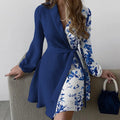 Yiwu Factory Quality Office Party Dress With Belt Elegant Long Sleeve Short Blazer Dress