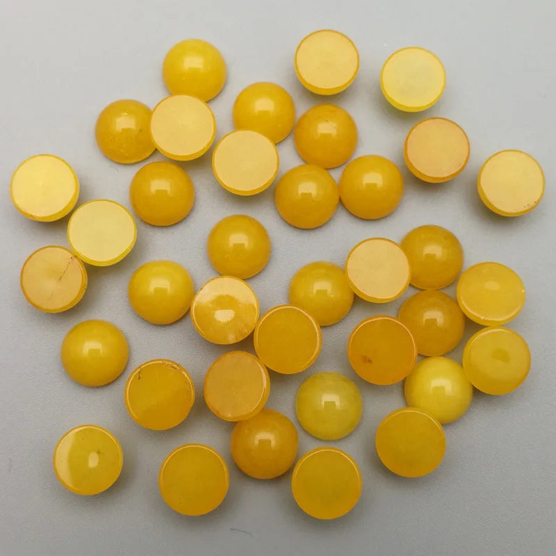 Huiying Loose Gemstone Jewelry Making Pendant Bracelet Earrings Top New Quality Natural Stone Yellow 8mm Cabochon Crafts