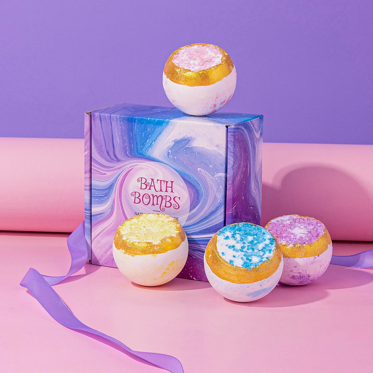 High Quality All-Natural Epsom Salt Bath for Bomb Balls Vegan Colorful Healing Geode Crystal Rose Fragrance Flower Scent