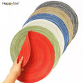Classic Round Linen Insulation Pad Solid Placemats Eco-Friendly 38cm Dining Table Mat Kitchen Decor