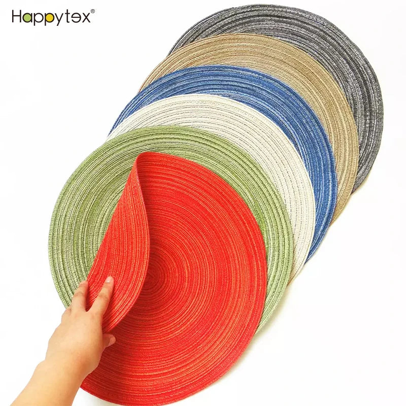 Classic Round Linen Insulation Pad Solid Placemats Eco-Friendly 38cm Dining Table Mat Kitchen Decor