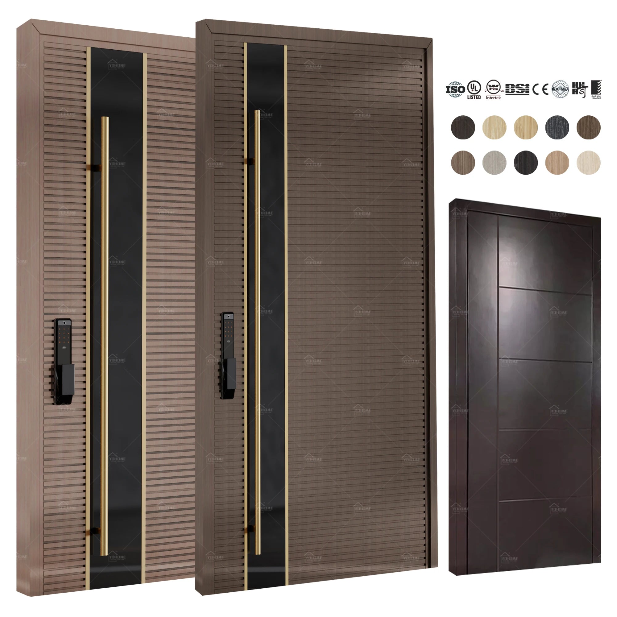 China Top Factory Custom Main Doors of Wooden Entrance Villa Pivot Exterior Timber Doors for Houses