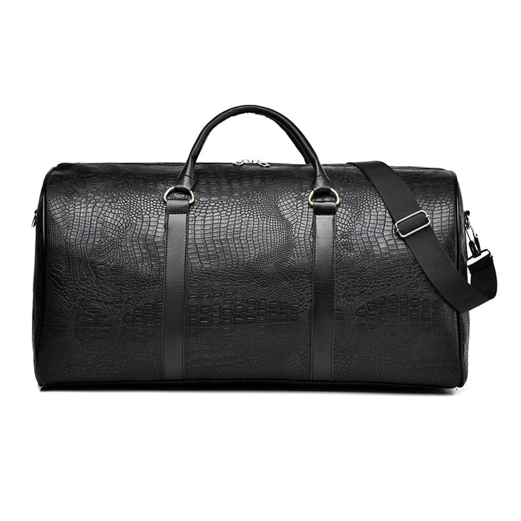 Private Label Custom Wholesale Luxury Black Weekend Travel Sport Men Pu Leather Duffle Bag