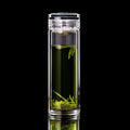 Ready to Ship 2025 Custom High Borosilicate Double Wall Glass Water Bottle with Tea Infuser