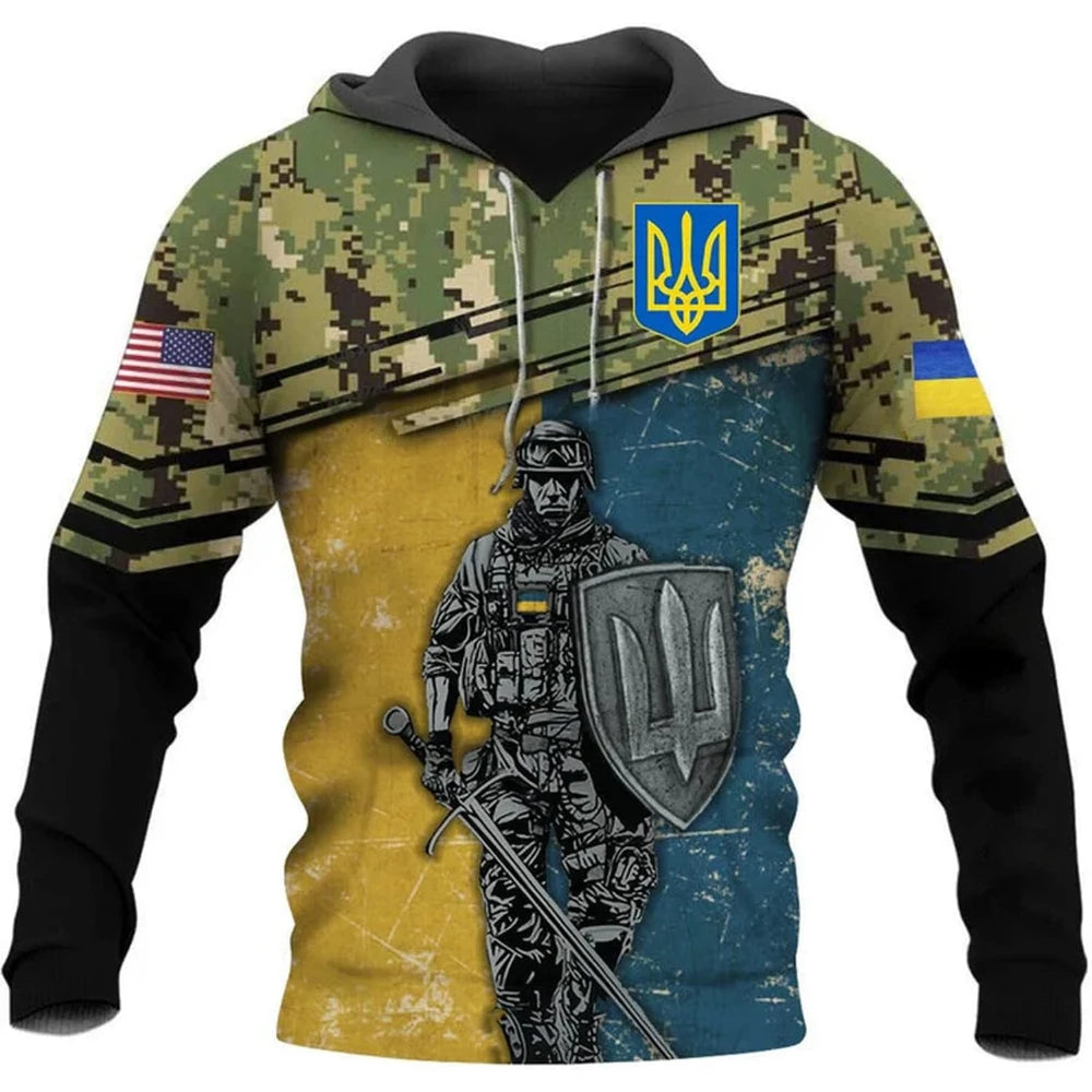 Fitspi Wholesale Custom Country American Ukraine Camouflage 3d All Over Printed Unisex Sweatshirt Hoodie Pullover
