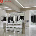 Lavinia Commodity Storage Rack Clothing Store Display Rack Merchandise Glass Shelves Stainless Steel Display