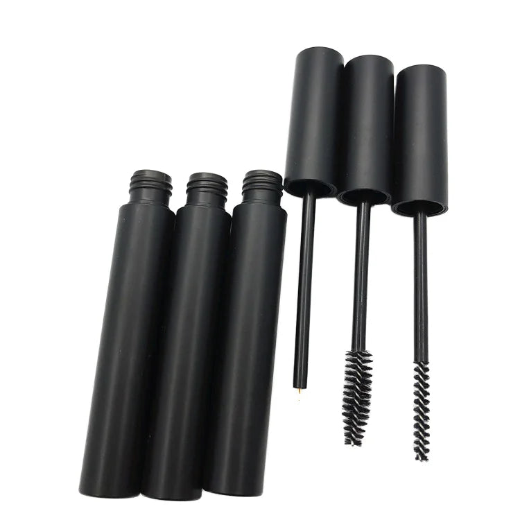 Custom 4ml Matte Black Lip Gloss Tubes Empty Round Mascara Eyelashes Plastic Lipstick Packaging with Wands for Cosmetics