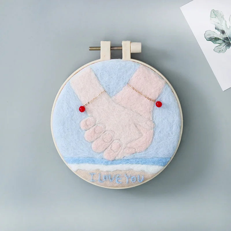 For CHENISTORY DIY Wool Felting Painting Embroidery Frame Handmade Needle Wool Painting Picture Canvas Home Decors Crafts Gift