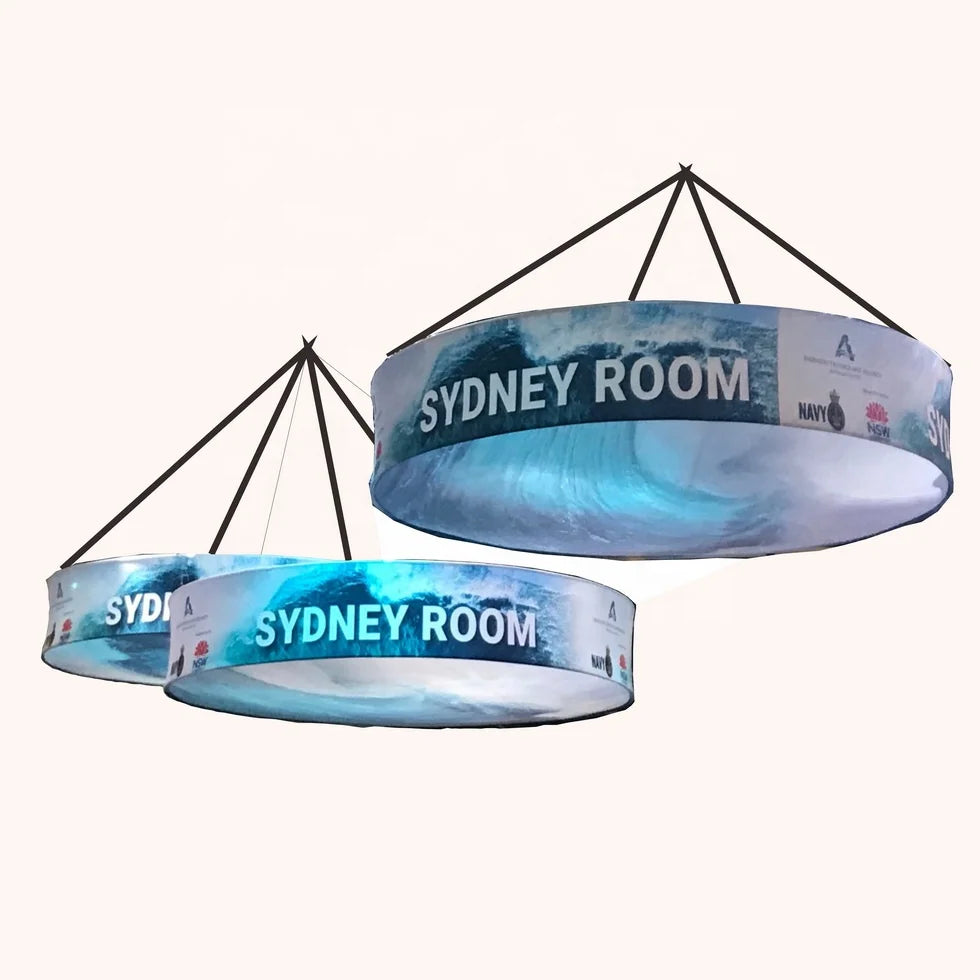 Low Prices Fast Shipping Square Tension Fabric Banner Display Carton Packing 150x150cm Hanging Ceiling Display for Exhibition