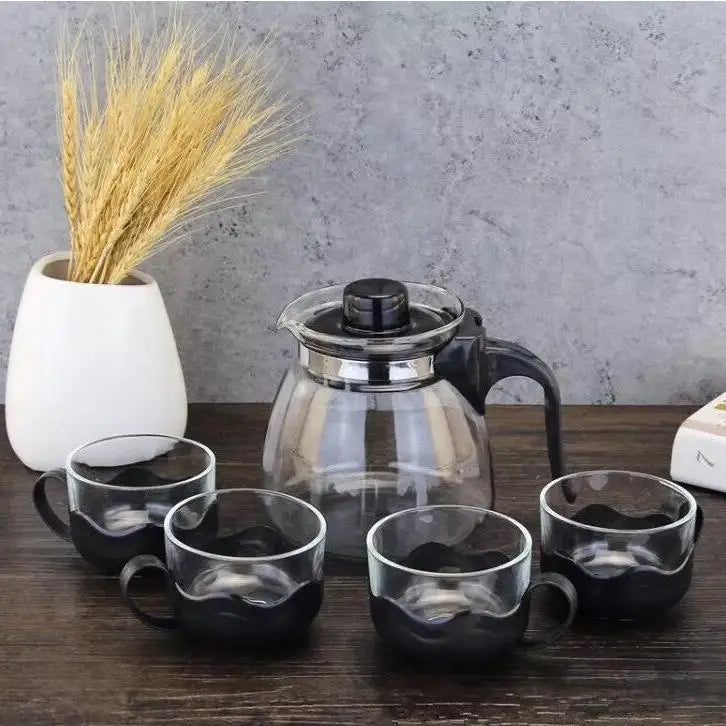 Transparent Glass Thickened Heat-resistant Teapot Set Tea Pot with Cups Set Teapot with Stainless Steel Infuser
