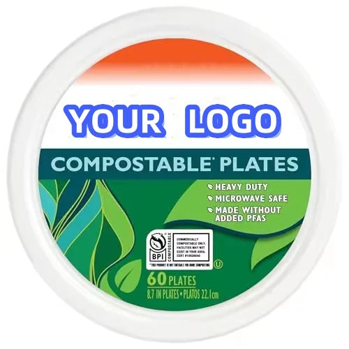 Heavy Duty 8.75 Inch Disposable Sugarcane Bagasse Plate Great for Picnics-Compostable Paper Plate Dish