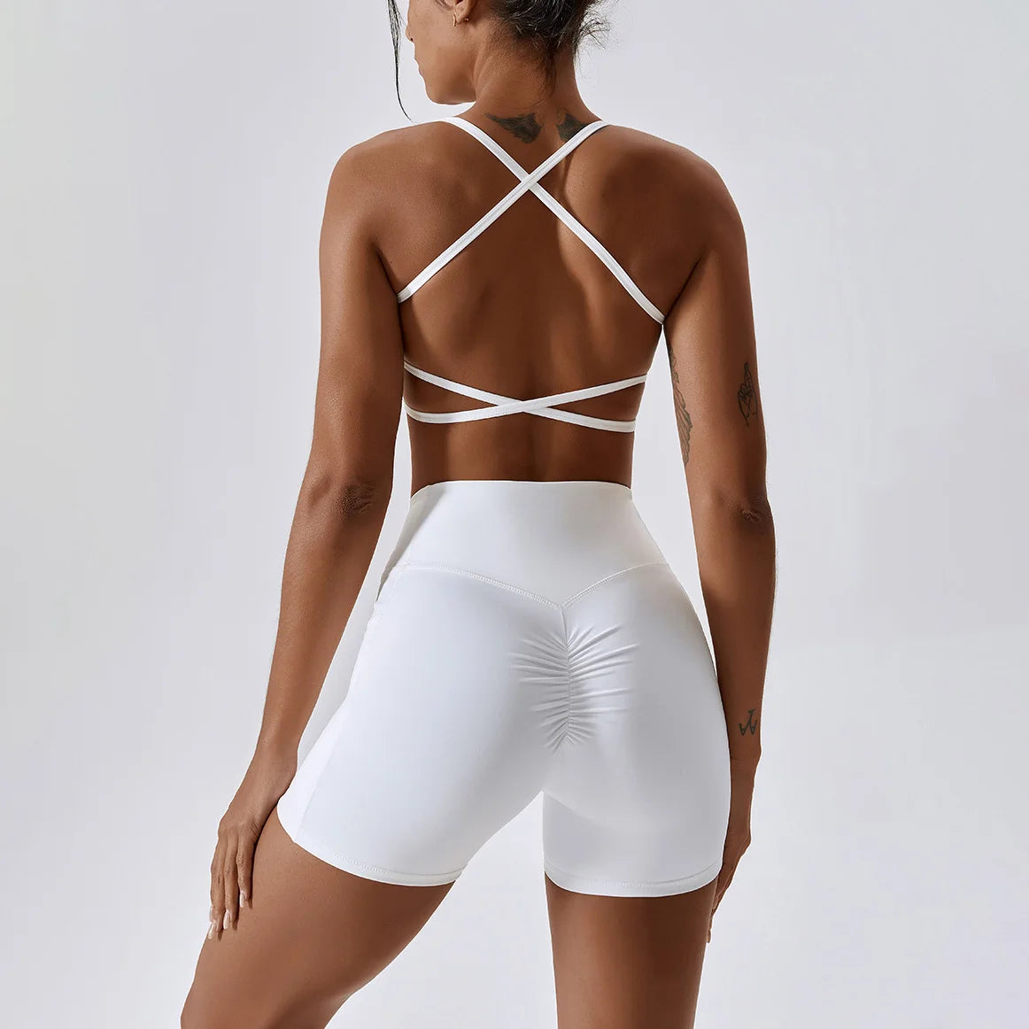 Sportswear High Waist Yoga Gym Jacket Sleeveless Shorts Set Breathable Plus Size Four-Way Stretch Front Logo
