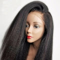 Kinky Straight Full Hair Lace Wigs Black Color Human Hair Yaki Pre Plucked Hair Wholesale Lace Front Wigs