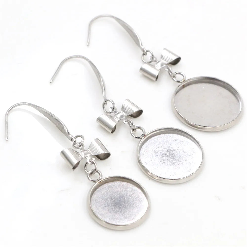 10pcs/lot 12/14/16/18/20/25mm Stainless Steel French Lever Back Drop Earrings Blank Base Dangle Earring Bezel Trays Supplies