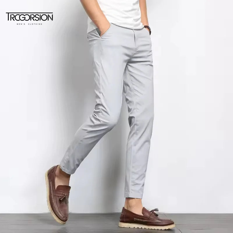 High Quality Plus Size Anti-Wrinkle Business Casual Suit Pants Spring Autumn New Elasticated Cargo Slim Fit Long Garment Dyed