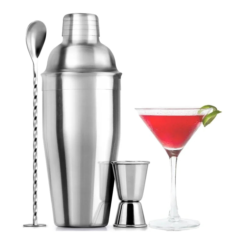 Large 24oz Stainless Steel Cocktail Shaker Set Double Sided Blender and Combination Mixer Mixing Spoon