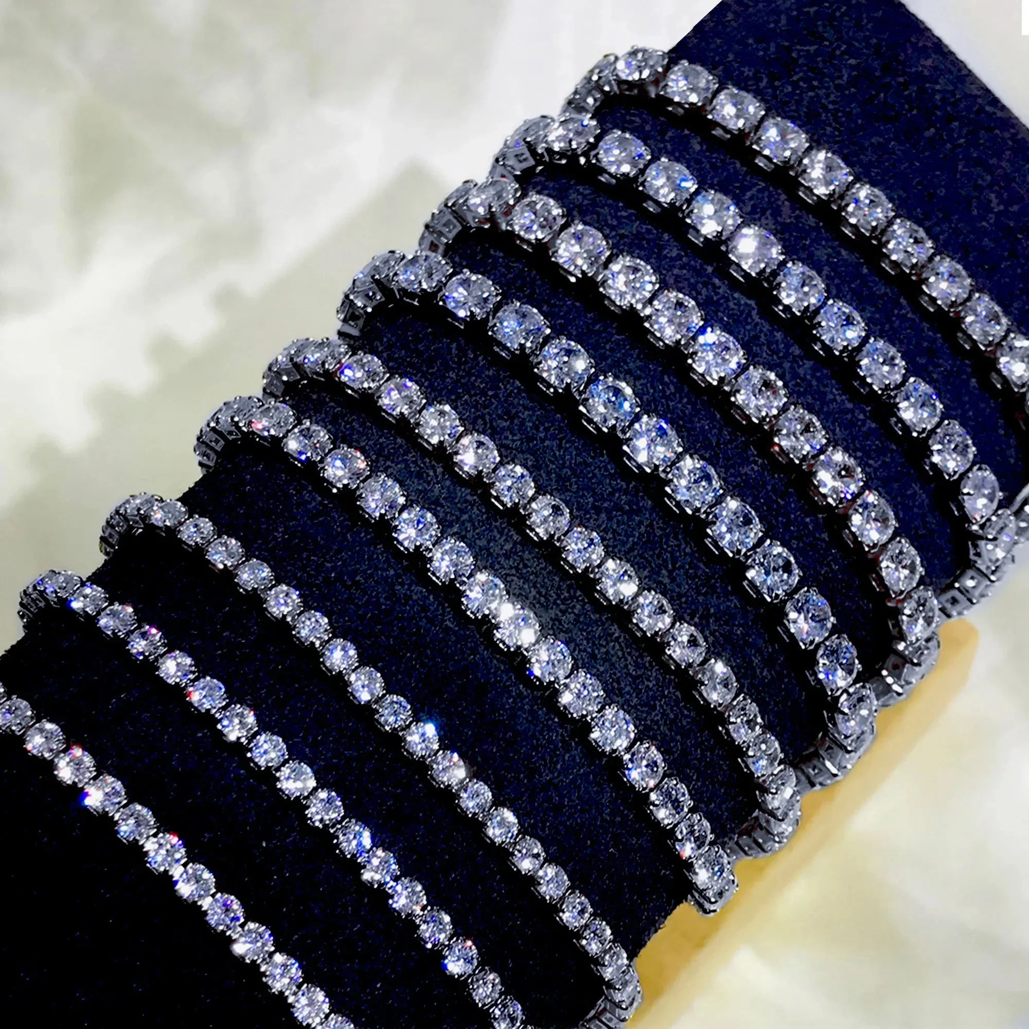 RINNTIN SB61 S925 Silver Tennis Chain Bracelets Jewelry Women Men Custom 2mm 3mm 4mm Iced Out Crystal CZ Diamond Tennis Bracelet