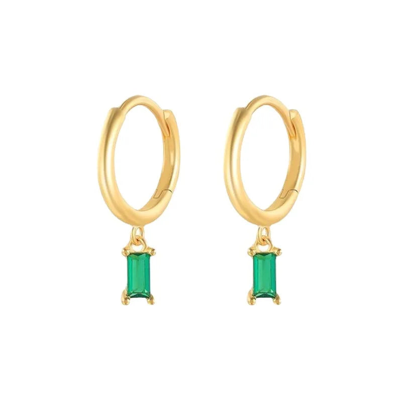 Rainbowking Minimalist 925 Silver INS Geometric Rectangular Zirconia Simple and Versatile Fine Jewelry Earrings for Women