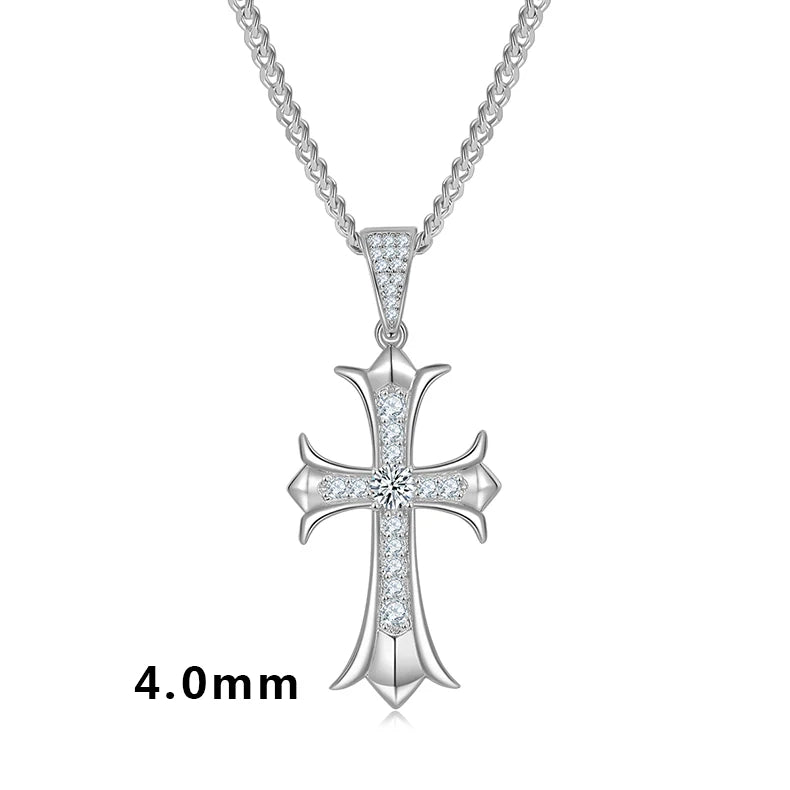 Hot Sale Hip Hop Fine Jewelry 925 Sterling Silver 4mm Vvs D Moissanite Big Cross Pendant Necklace for Men