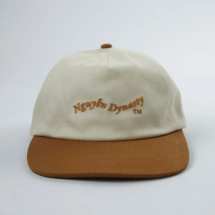 Custom Unstructured 5 Panels Dad Hat Custom  Embroidery Two Tone Cotton  Canvas Dad Hat Little Curved Brim
