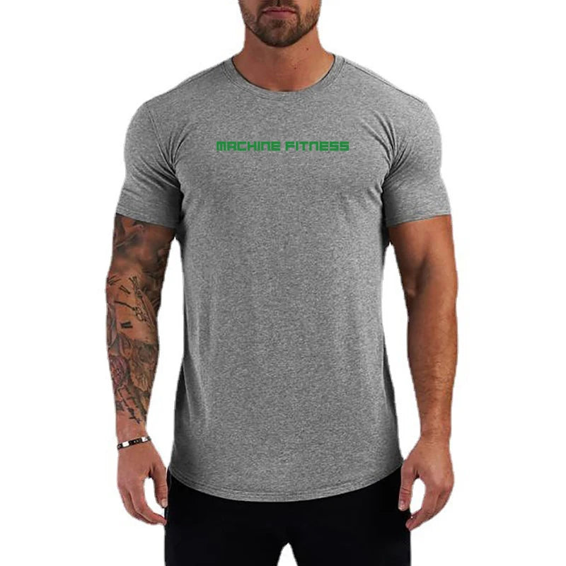 Custom Logo New Summer Men Gym Fitness Bodybuilding Workout Clothing Cotton Fashion O-neck Printed T-shirt