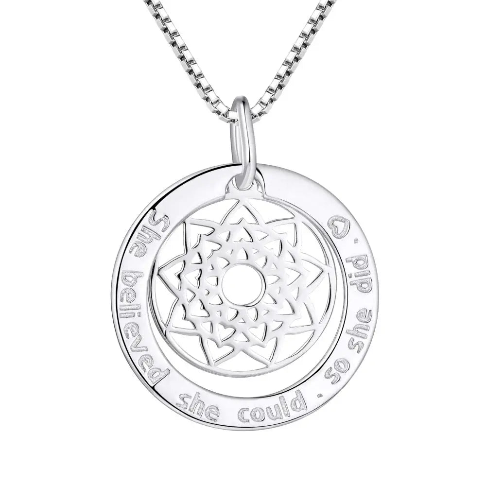 925 Silver Jewelry She Believed She Could so She Did Necklace Gift for Women GirlInspirational Necklace