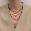 Women Girls Europe Chunky Gold Chain Heart Shell Earth Lock Charms Pendant Necklace Hip Hop Style China Manufacturer Supplier