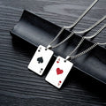 Trendy Stainless Steel Men Poker Pendant Necklaces Hip Hop Pendant Long Chain Matching Necklace for Couples