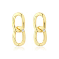 925 Sterling Silver 18K Gold Plated Cubic Zirconia Stud Earrings Women Classic Flower Link Chain Design Wedding Jewelry Gift