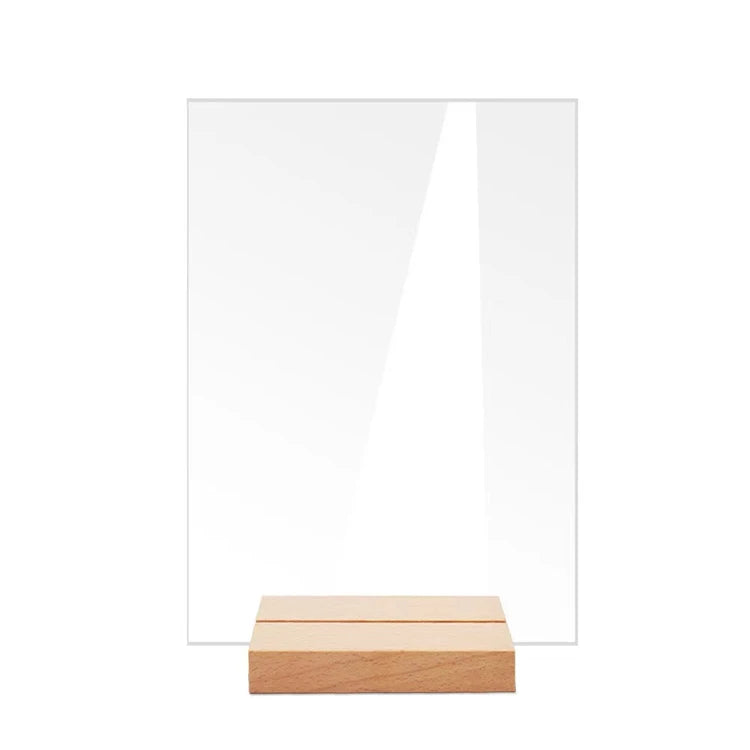 Wooden Base Transparent Acrylic Wedding Party Table Number Card Holder Table Can Be Customized Size Text Number Decoration