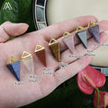 Gemstone Classic Cone Pendulum Pendant Children's Healing Crystal Gold Plated Copper Dowsing DIY Jewelry Supplies