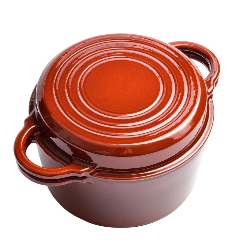 Custom Deepened Enamel Cast Iron Cookware Set  Induction Skillet Pan with Lid