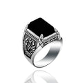 Dropshipping Products Wholesale New Arrival Supply Black Agate Geometric S925 925 Sterling Silver Mens Rings Gemstone Jewellery