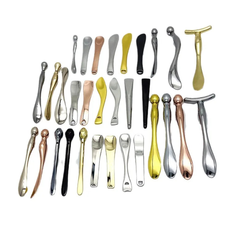 DIY Customized Logo Alloy Metal Cosmetic Spatulas Facial Mask Spoon Eye Cream Mixing Spatula Scoop Anti Wrinkle Massage Sticks