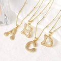 Jinyuan Women's Sporty Zircon Beads Chain English Alphabet Copper Plated 18k Gold Pendant Necklace
